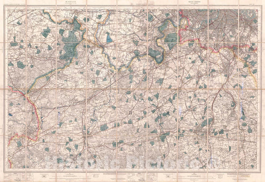 Historic Map : 1904 Ordnance Map of the S.W. Environs of London : Vintage Wall Art