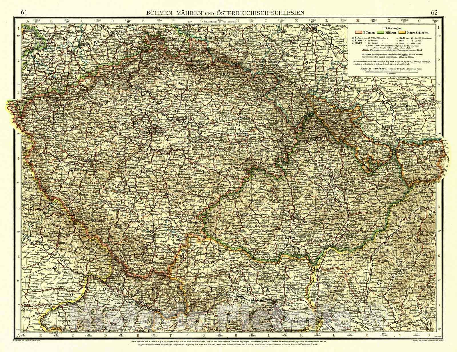 Historic Map : 1904 BOhmen, M&auml;hren und Osterreichisch-Schlesien : Vintage Wall Art
