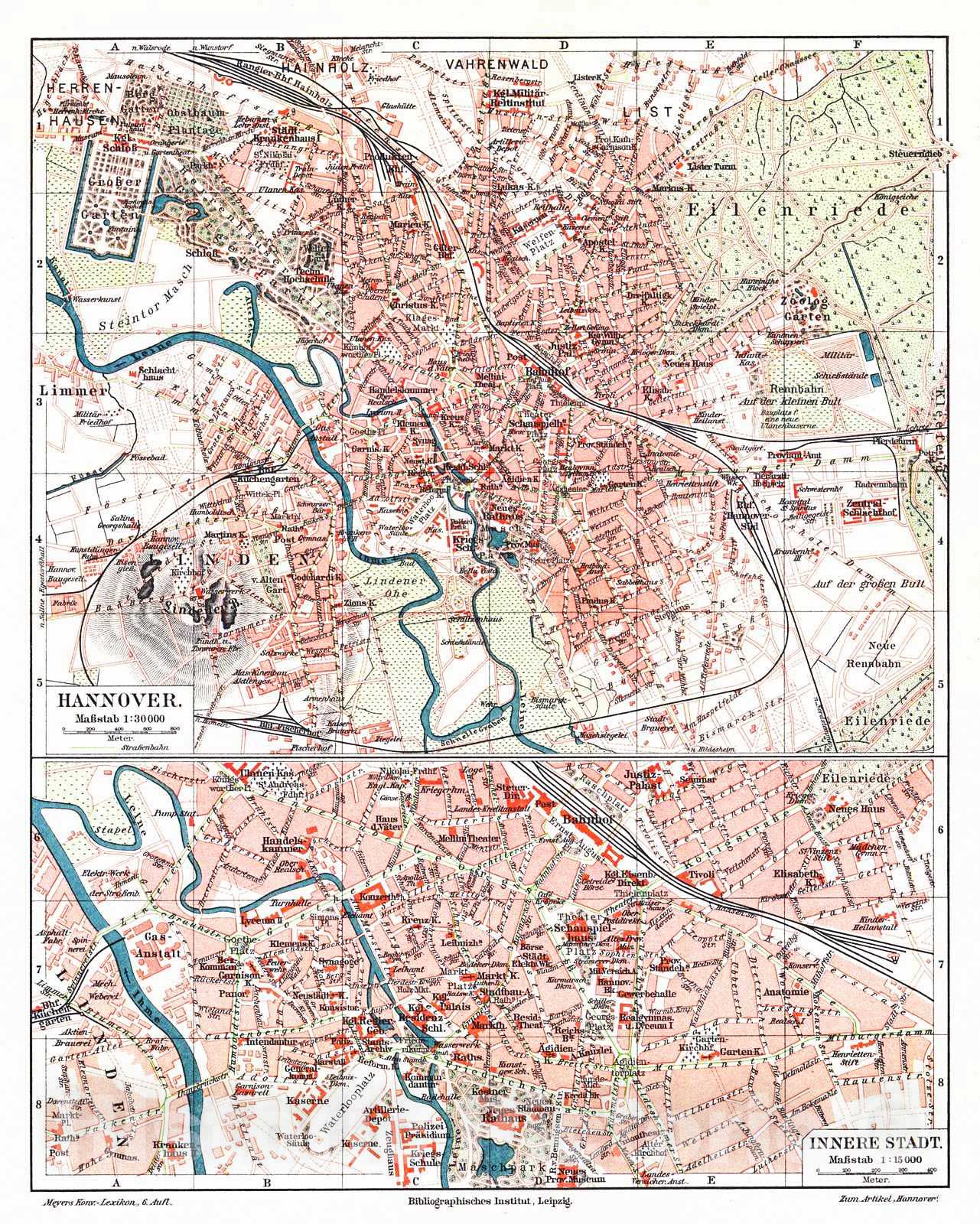 Historic Map : 1906 Hannover : Vintage Wall Art