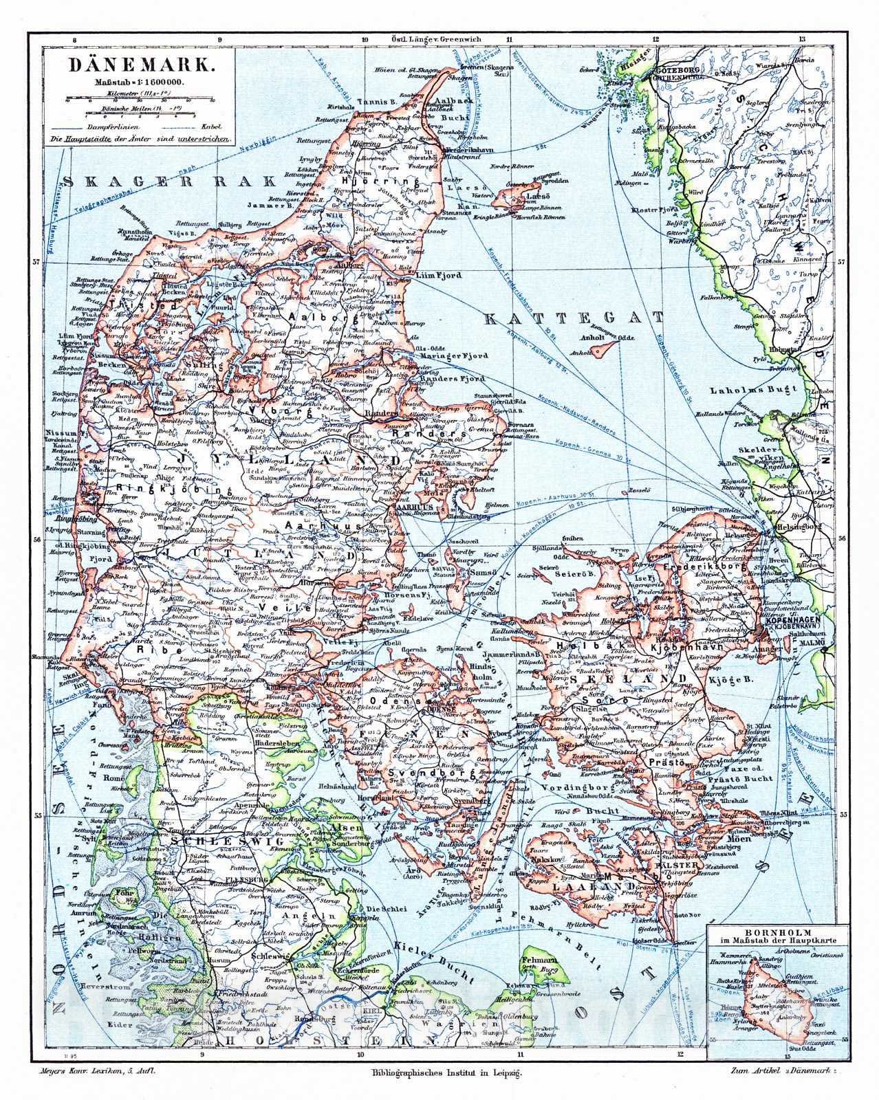 Historic Map : 1906 D&auml;nemark : Vintage Wall Art
