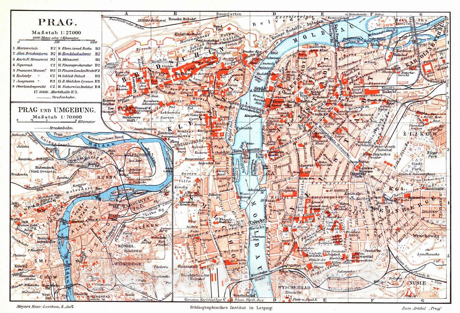 Historic Map : 1906 Prag : Vintage Wall Art