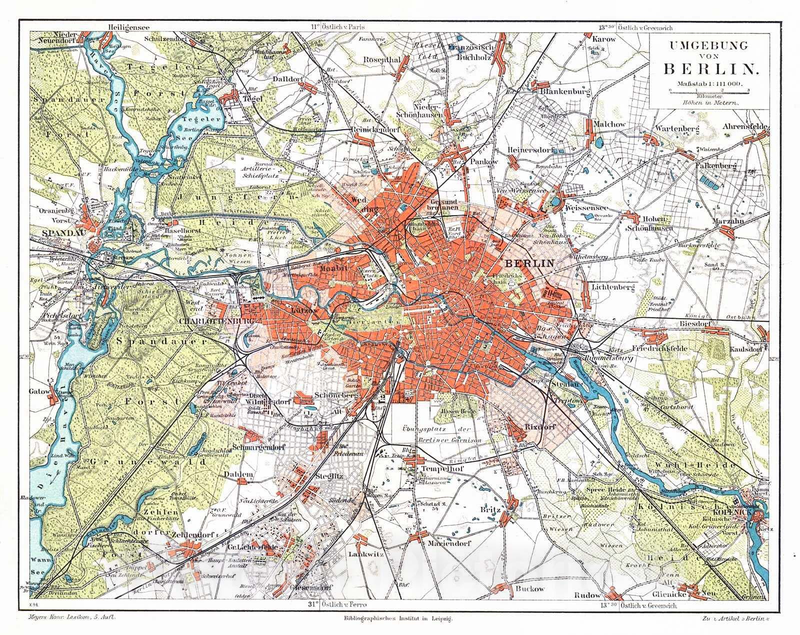 Historic Map : 1906 Umgebung von Berlin : Vintage Wall Art