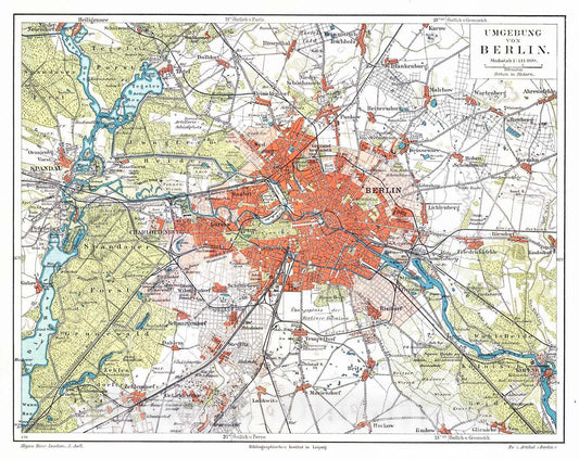 Historic Map : 1906 Umgebung von Berlin : Vintage Wall Art