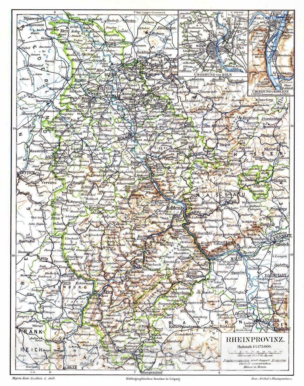 Historic Map : 1906 Rheinprovinz : Vintage Wall Art