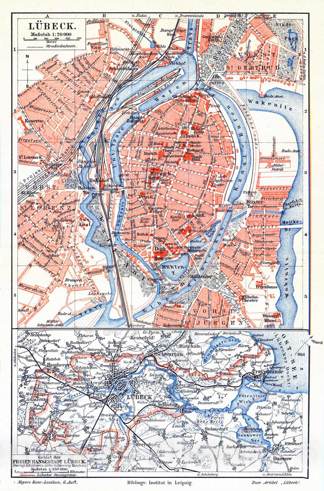Historic Map : 1906 L&uuml;beck : Vintage Wall Art