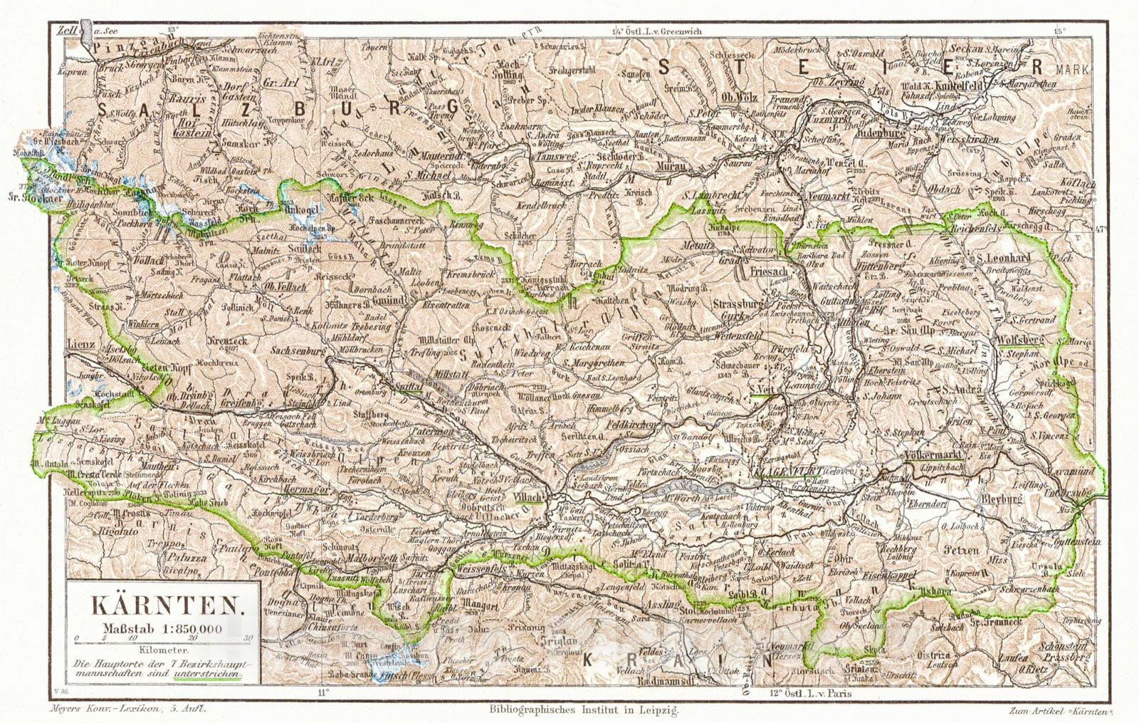 Historic Map : 1906 K&auml;rnten : Vintage Wall Art