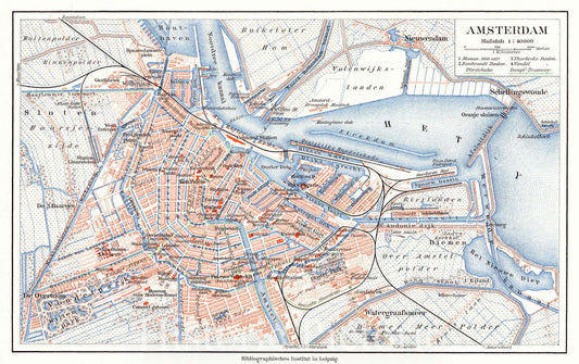Historic Map : 1906 Amsterdam : Vintage Wall Art