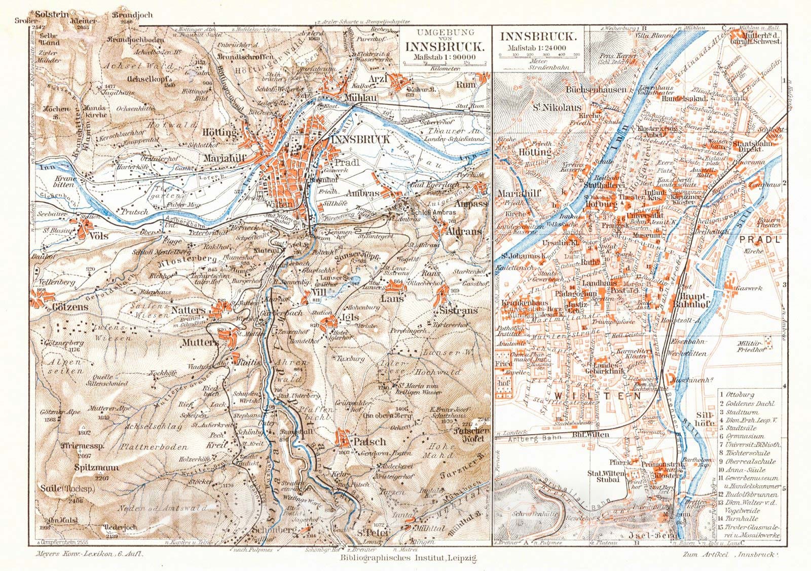 Historic Map : 1906 Innsbruck : Vintage Wall Art
