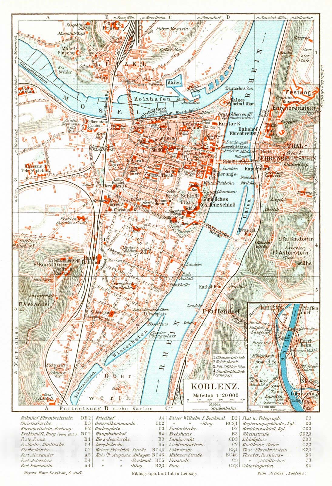 Historic Map : 1906 Koblenz : Vintage Wall Art