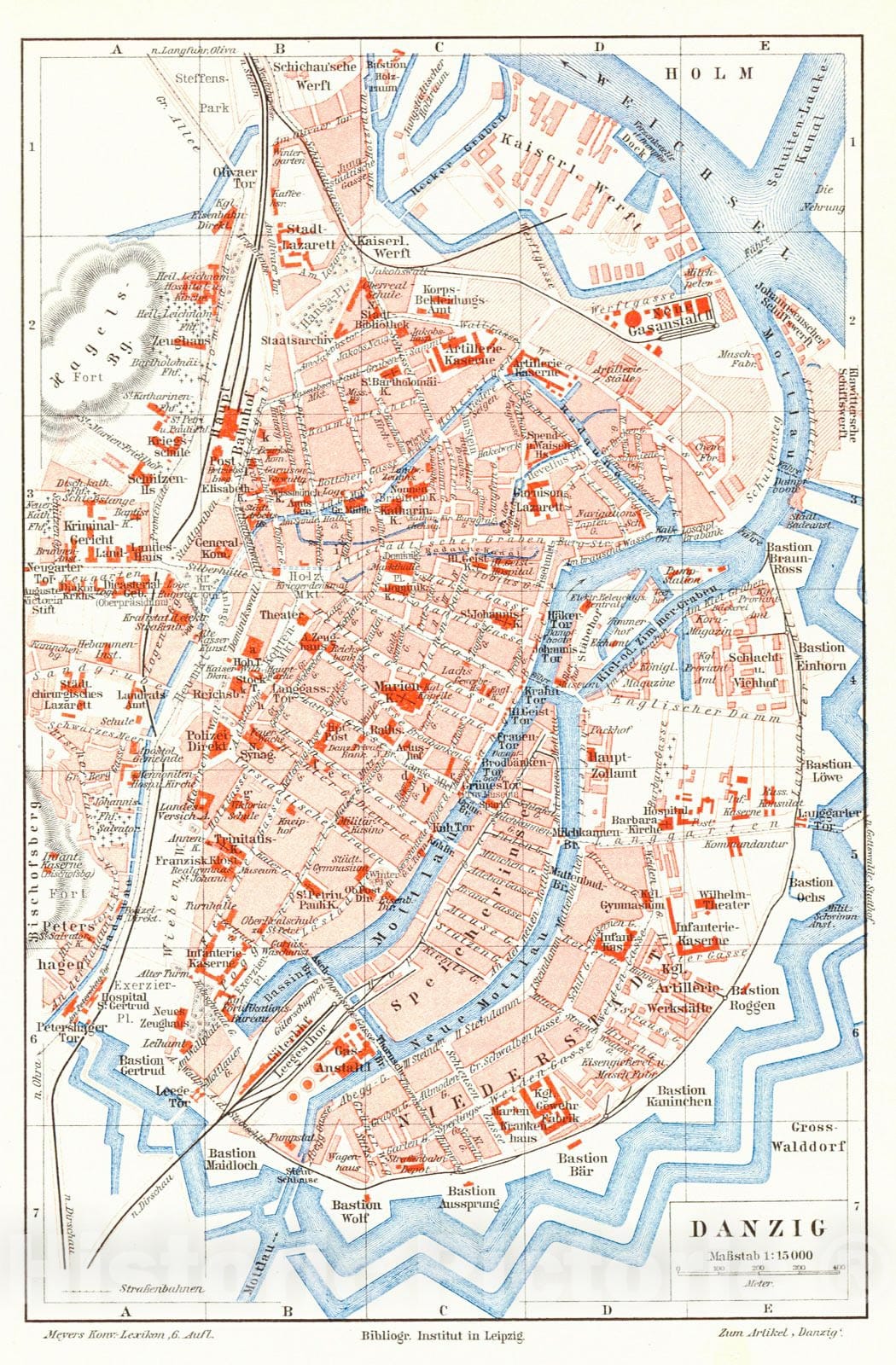 Historic Map : 1906 Danzig : Vintage Wall Art