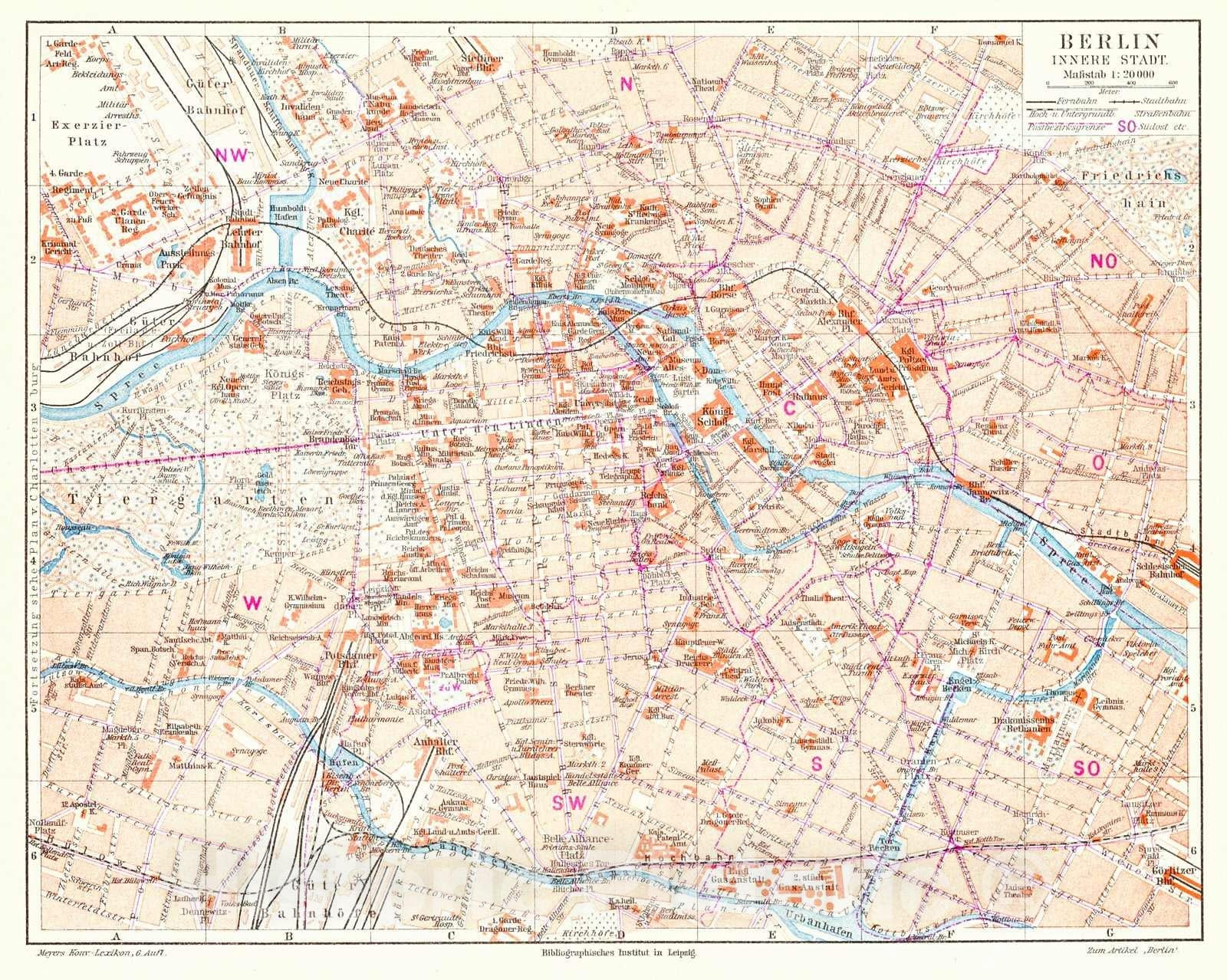 Historic Map : 1906 Berlin Innere Stadt : Vintage Wall Art