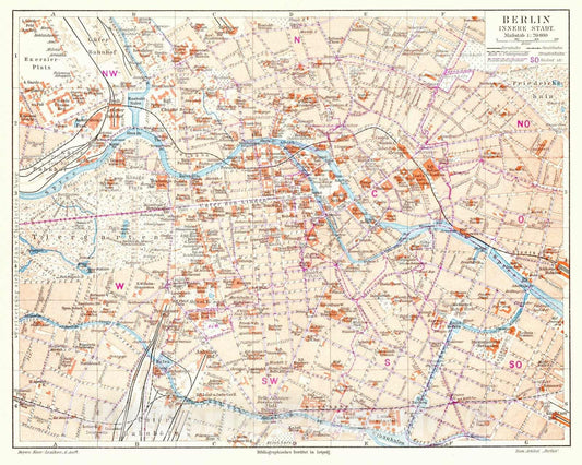 Historic Map : 1906 Berlin Innere Stadt : Vintage Wall Art