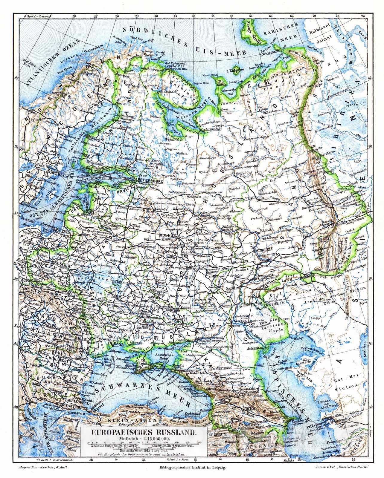 Historic Map : 1906 Europaeisches Russland : Vintage Wall Art