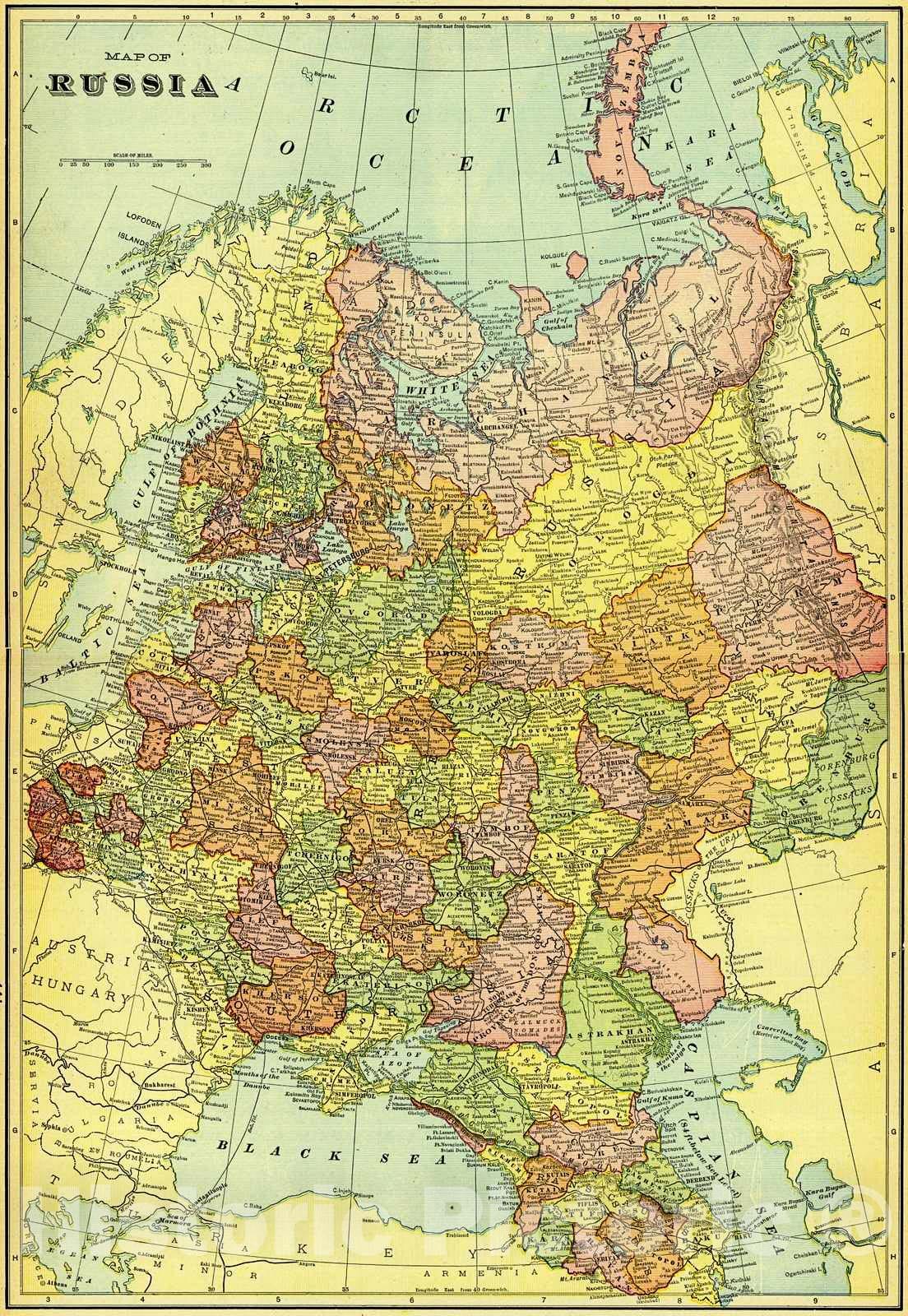 Historic Map : 1907 Map of Russia : Vintage Wall Art