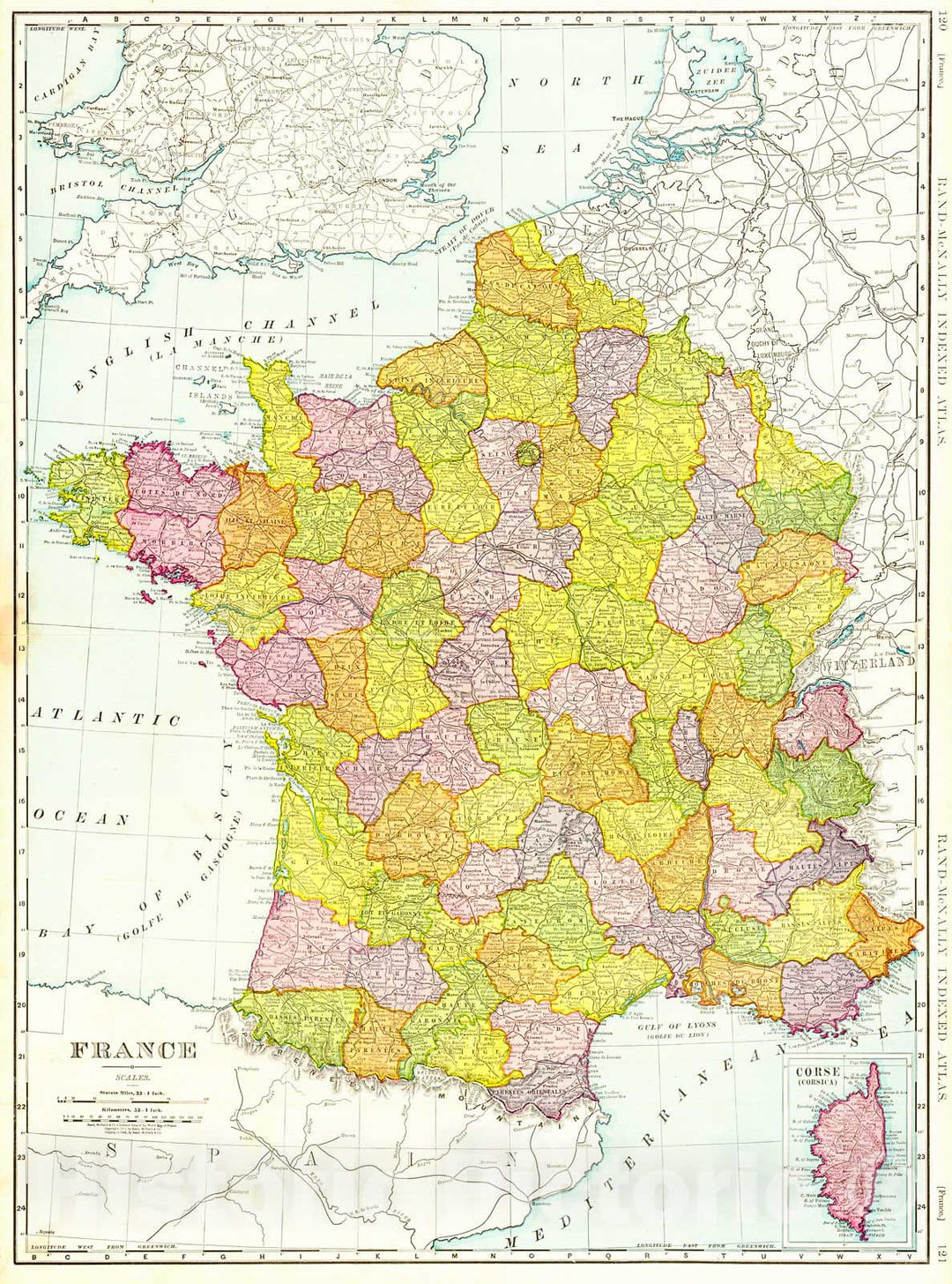 Historic Map : 1908 France : Vintage Wall Art