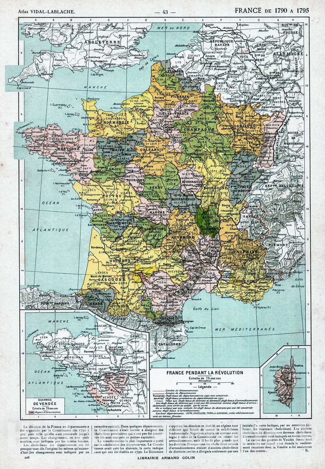 Historic Map : 1908 France Pendant La Revolution : Vintage Wall Art