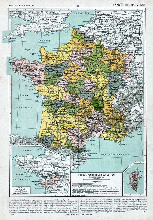 Historic Map : 1908 France Pendant La Revolution : Vintage Wall Art