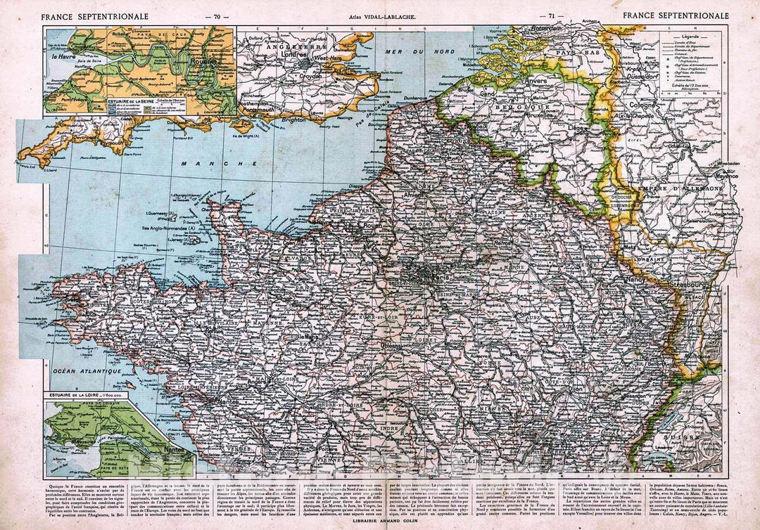 Historic Map : 1908 France Septentrionale : Vintage Wall Art
