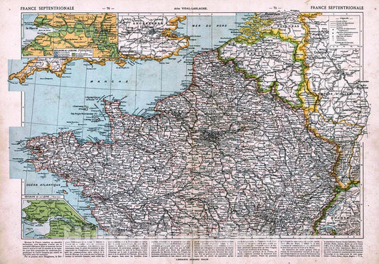 Historic Map : 1908 France Septentrionale : Vintage Wall Art