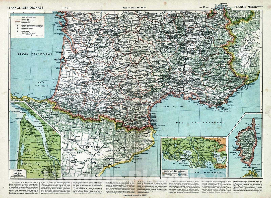 Historic Map : 1908 France Merid : Vintage Wall Art