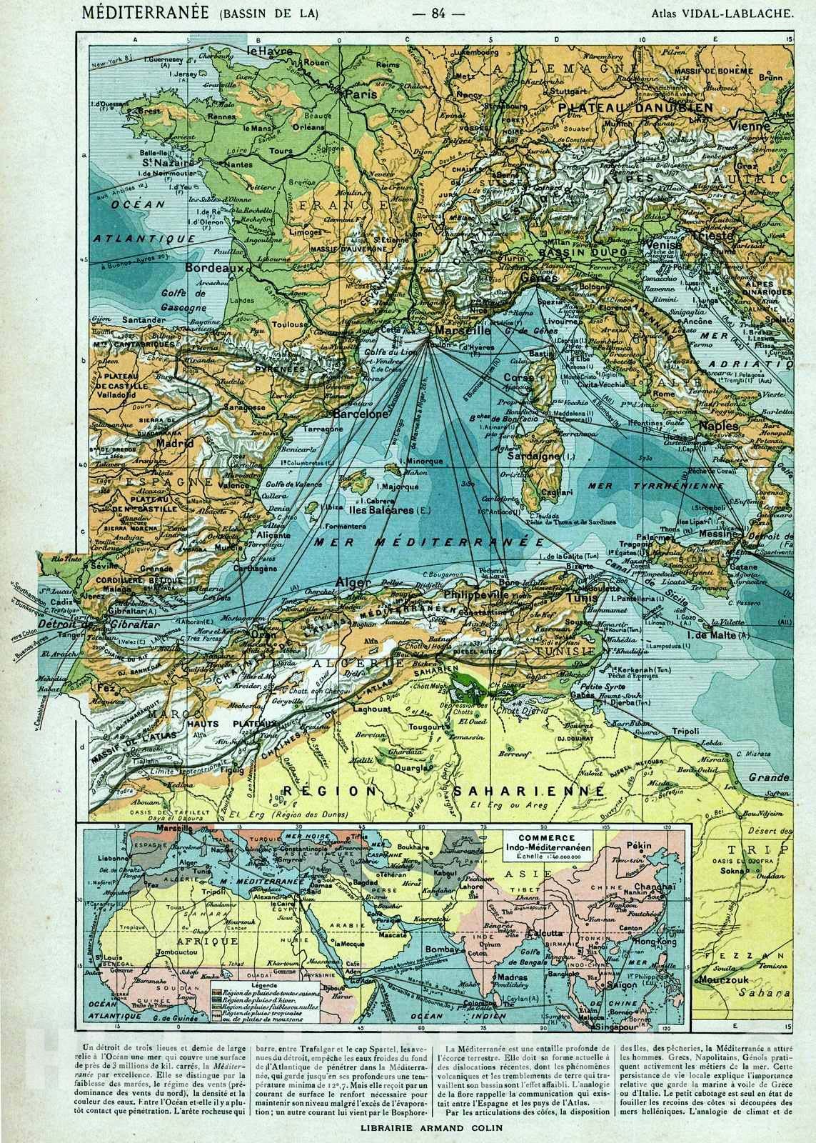 Historic Map : 1908 Mediterranee : Vintage Wall Art