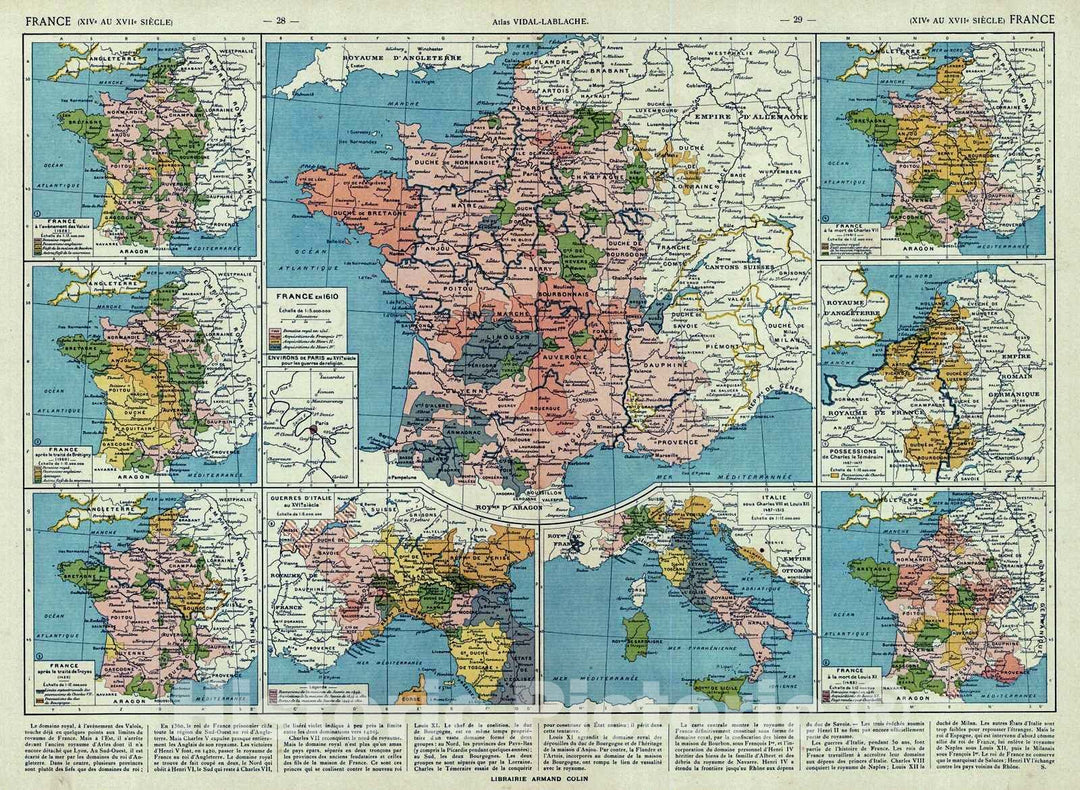 Historic Map : 1908 France en 1610 : Vintage Wall Art