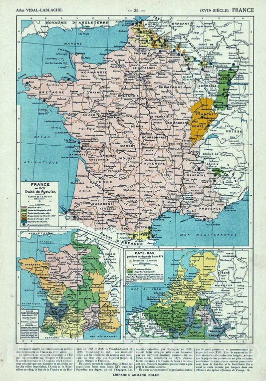 Historic Map : 1908 France en 1697 : Vintage Wall Art
