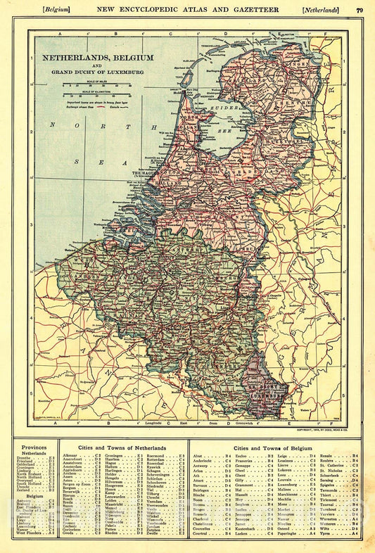 Historic Map : 1909 Netherlands, Belgium, and Luxemburg : Vintage Wall Art