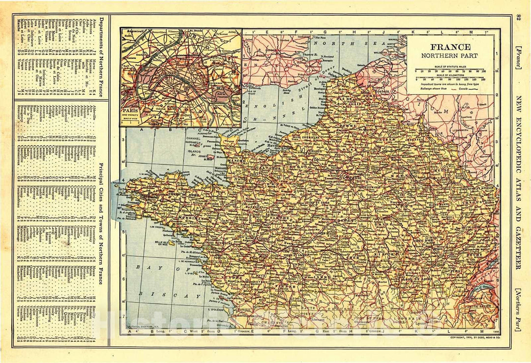 Historic Map : 1909 France- Northern Part : Vintage Wall Art