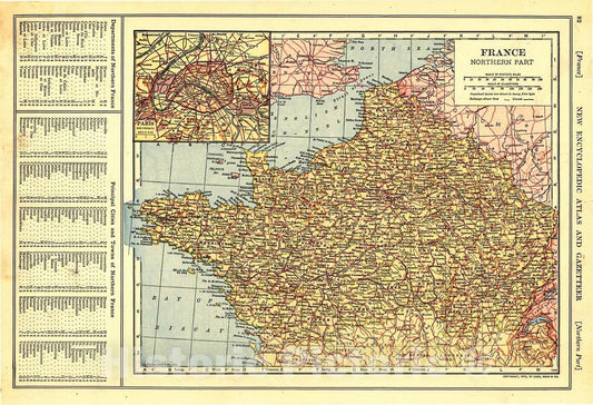 Historic Map : 1909 France- Northern Part : Vintage Wall Art