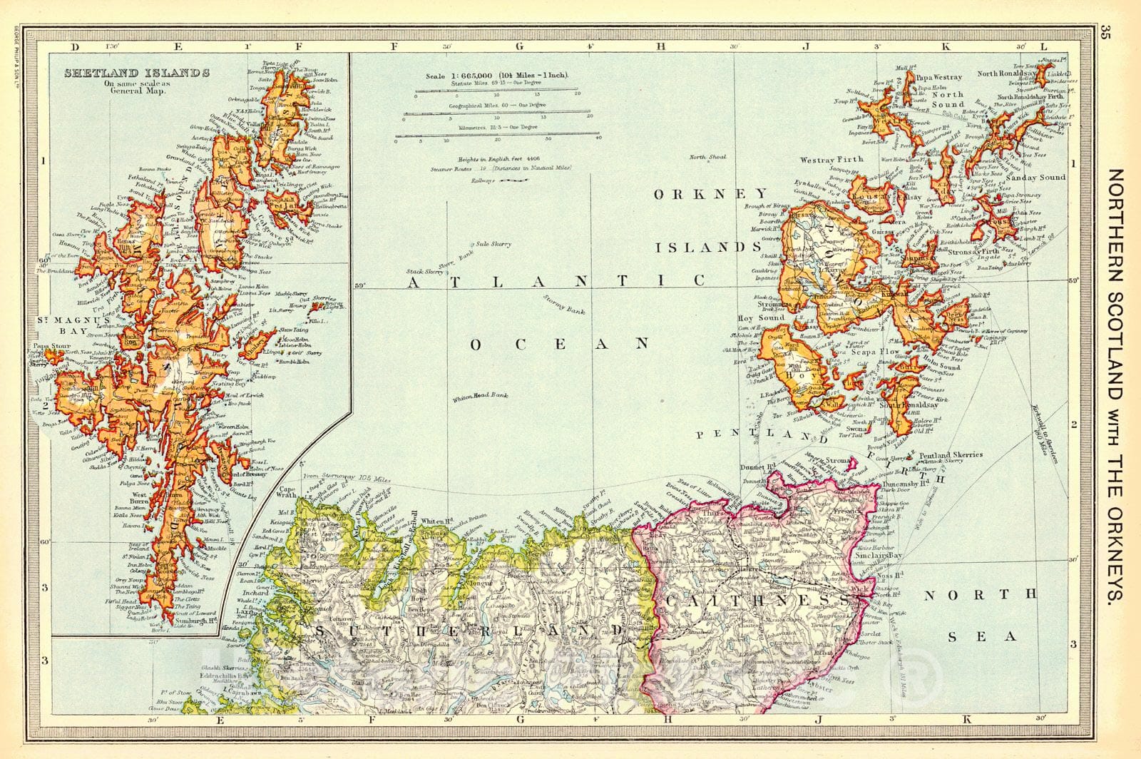 Historic Map : 1910 The Hebrides and Western Isles : Vintage Wall Art