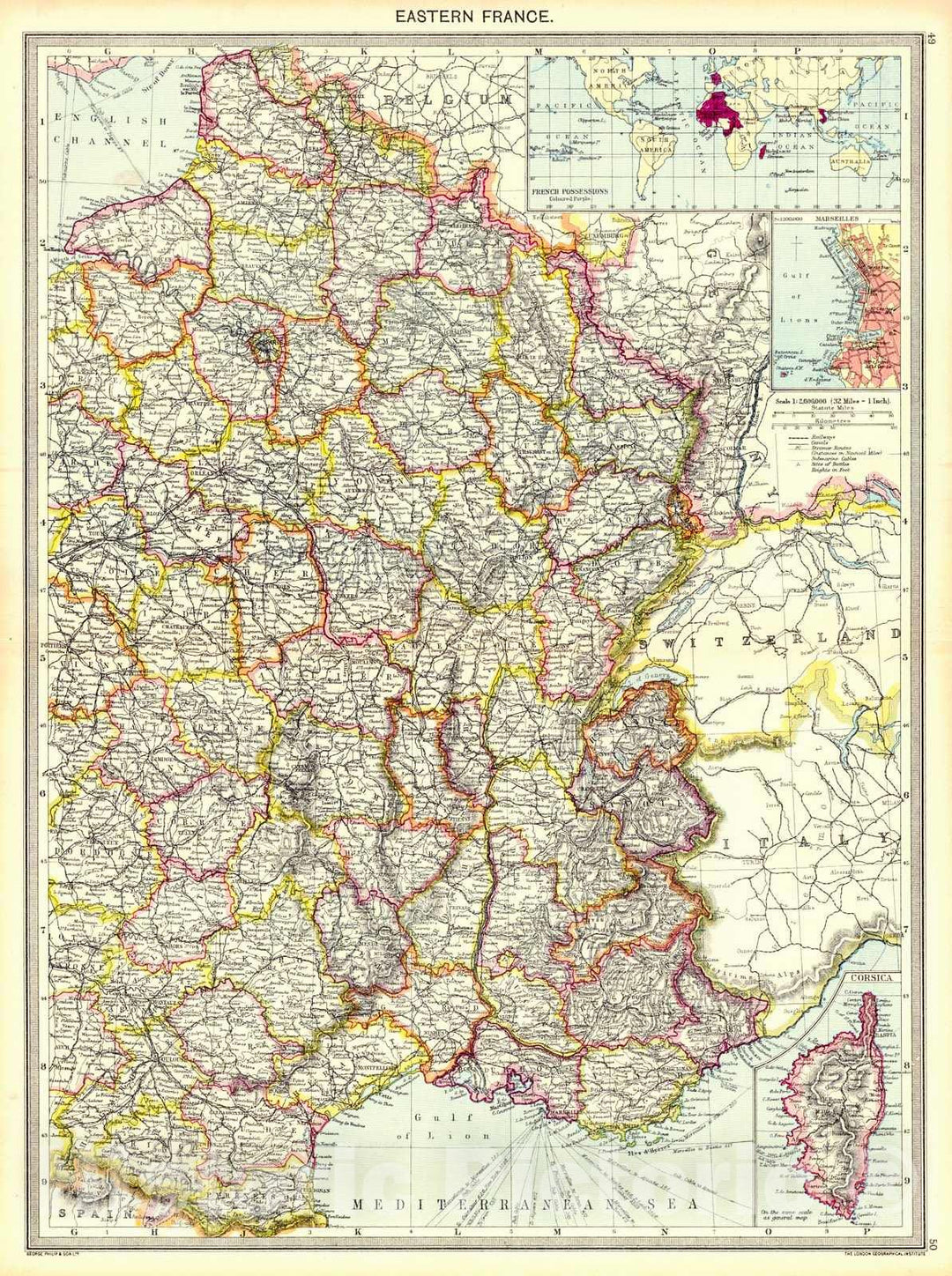 Historic Map : 1910 Eastern France : Vintage Wall Art
