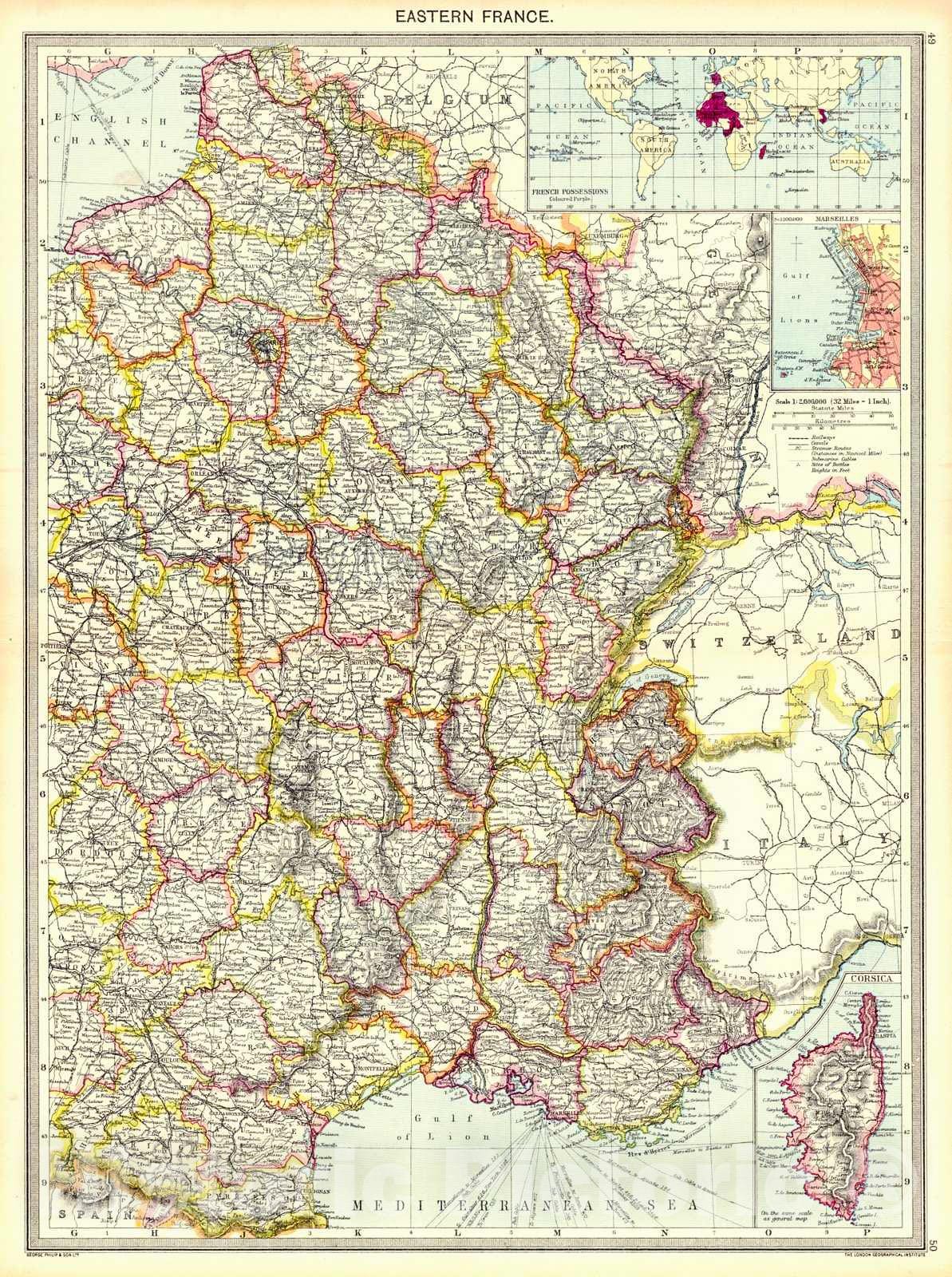 Historic Map : 1910 Eastern France : Vintage Wall Art