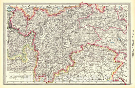 Historic Map : 1910 The Austrian Tyral : Vintage Wall Art