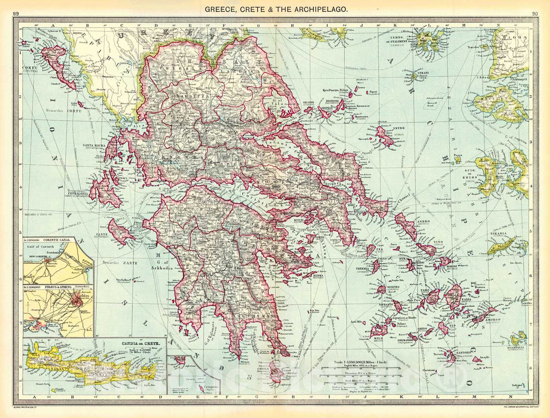 Historic Map : 1910 Greece, Crete and the Archipelago : Vintage Wall Art