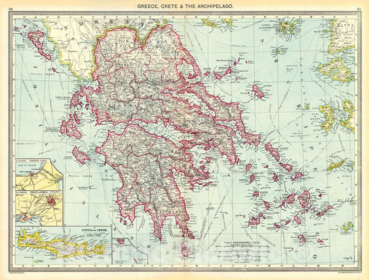Historic Map : 1910 Greece, Crete and the Archipelago : Vintage Wall Art