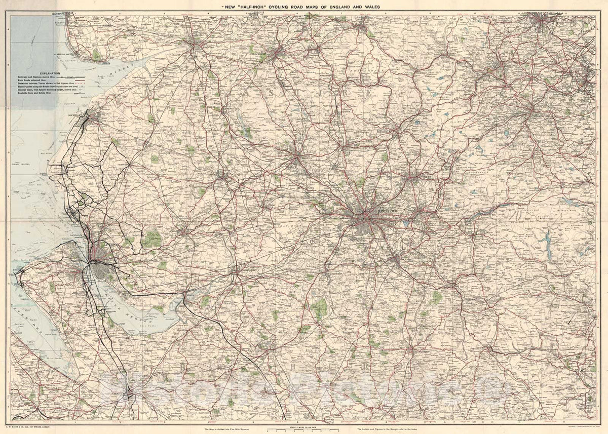 Historic Map : 1910 Manchester District : Vintage Wall Art