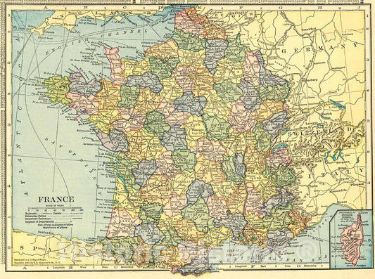 Historic Map : 1911 France : Vintage Wall Art