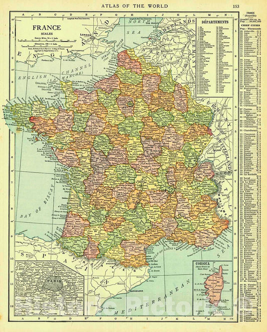 Historic Map : 1916 France : Vintage Wall Art