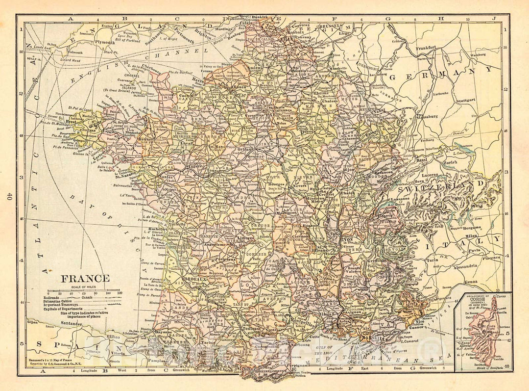 Historic Map : 1917 France : Vintage Wall Art