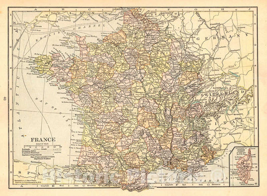 Historic Map : 1917 France : Vintage Wall Art