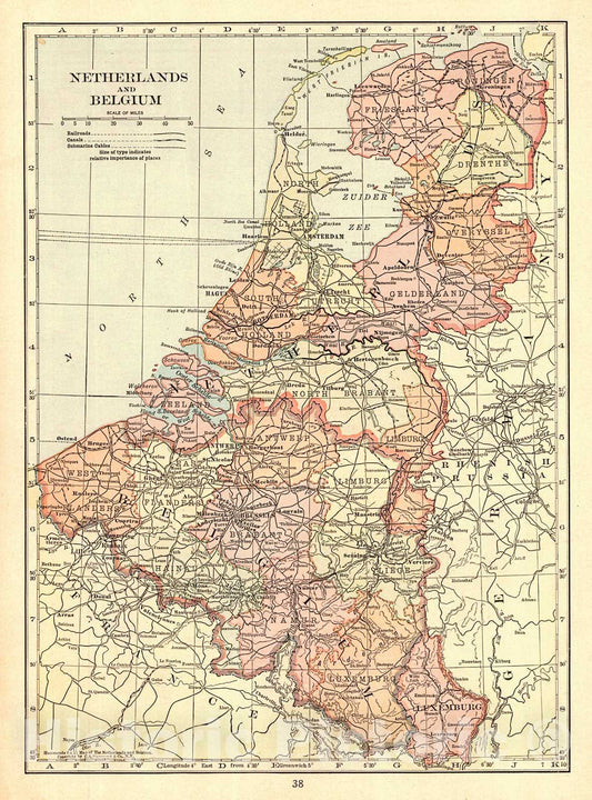 Historic Map : 1917 Netherlands and Belgium : Vintage Wall Art