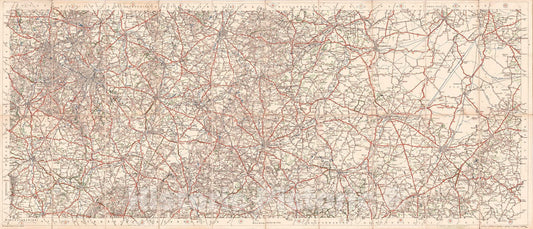 Historic Map : 1918 Michelin Map of the British Isles - No. 16 Birmingham - Cambridge : Vintage Wall Art
