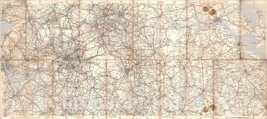 Historic Map : 1920 Michelin Map of the British Isles - No. 6 Mersey - Humber : Vintage Wall Art
