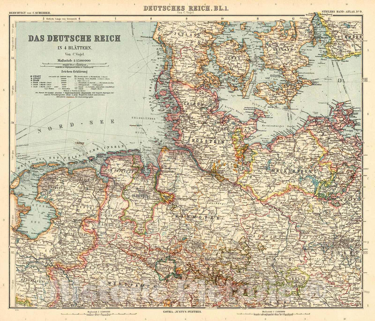 Historic Map : 1921 Deutshes Reich : Vintage Wall Art