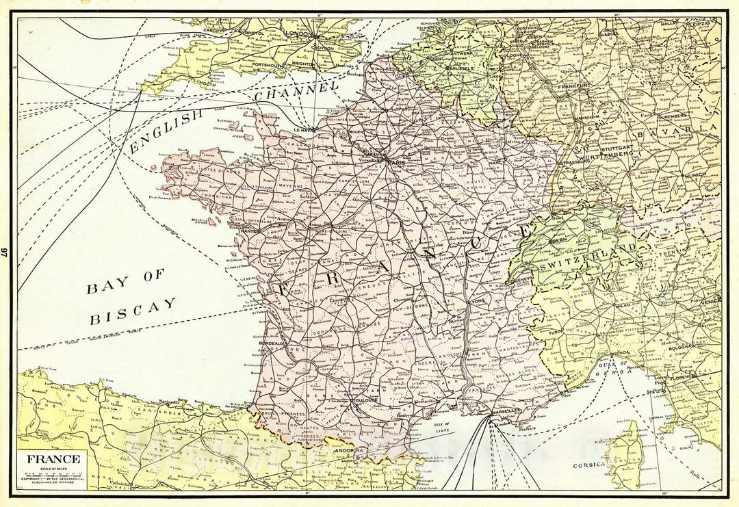 Historic Map : 1922 France : Vintage Wall Art