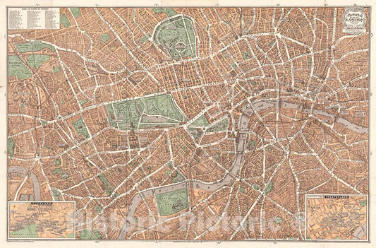 Historic Map : 1923 The Pictorial Plan of London : Vintage Wall Art