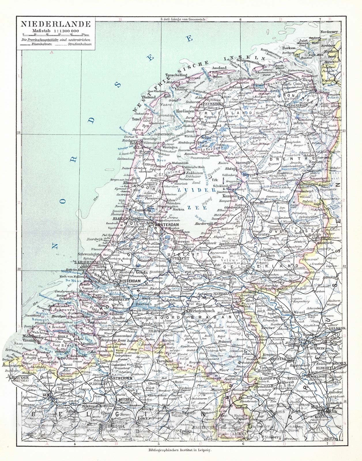 Historic Map : 1924 Niederlande : Vintage Wall Art