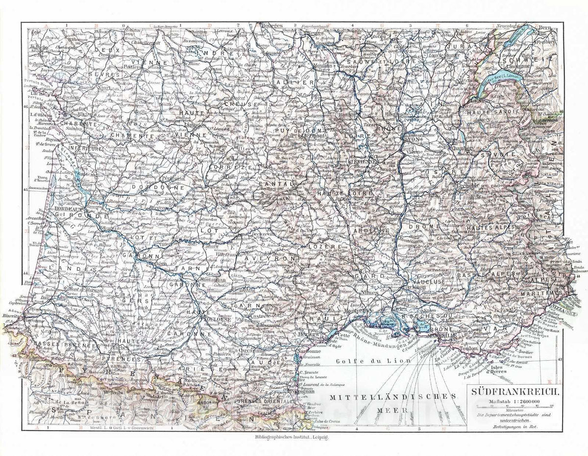 Historic Map : 1924 Subfrankreich : Vintage Wall Art