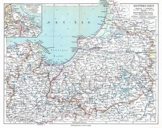 Historic Map : 1924 Ostpreussen : Vintage Wall Art